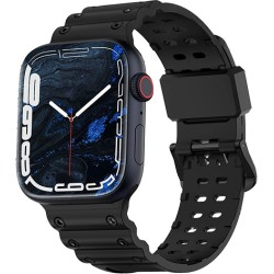 Triple Protection Λουράκι με Ανοξείδωτο Ατσάλι για Apple Watch 42/44/45mm - Μαύρο μπροστινή όψη
