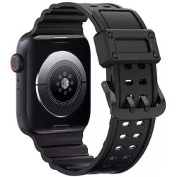 Triple Protection Λουράκι με Ανοξείδωτο Ατσάλι για Apple Watch 42/44/45mm - Μαύρο πίσω όψη