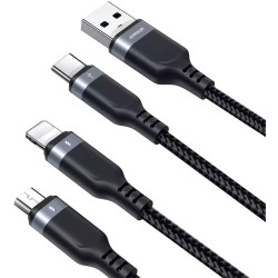 Joyroom Braided USB to Lightning / Type-C / micro USB (1.2m) - Μαύρο