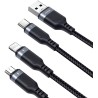 Joyroom Braided USB to Lightning / Type-C / micro USB (1.2m) - Μαύρο