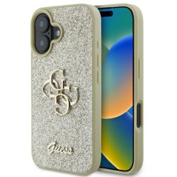 Guess Fixed Glitter 4G Logo Case για iPhone 16 Plus - Χρυσό