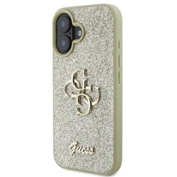 Guess Fixed Glitter 4G Logo Case για iPhone 16 Plus - Χρυσό