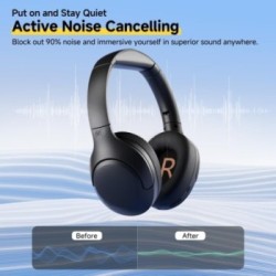 QCY H3 Lite ANC Ασύρματα/Ενσύρματα Over Ear Ακουστικά - Μαύρο